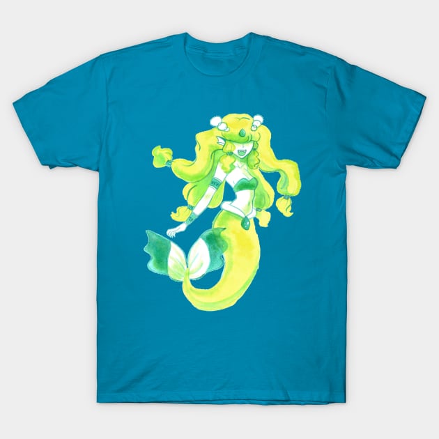 Yellow and Green Mermaid T-Shirt by saradaboru